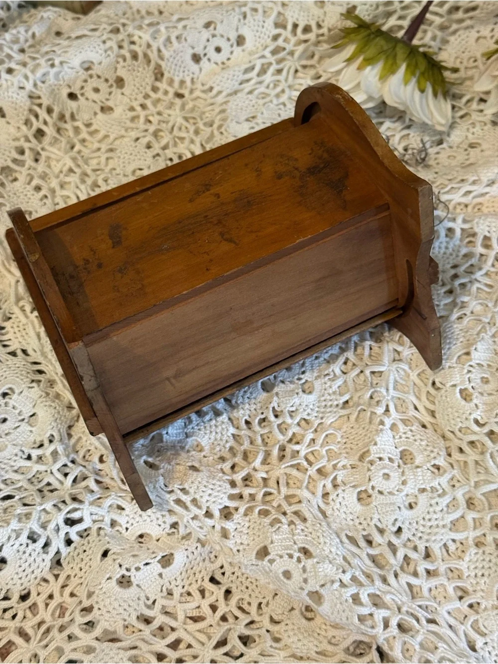 Vintage Wooden Slatted Storage Caddy - Brown